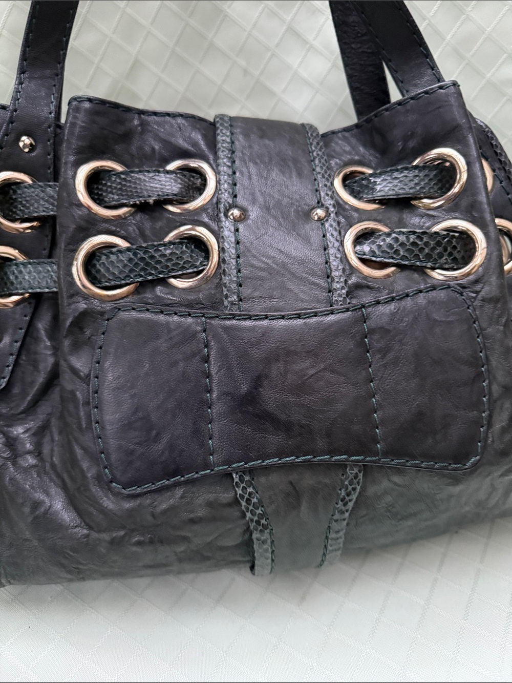 Jimmy Choo Dark Green Leather Shoulder Bag with Gold Hardware - Picture 6 of 13